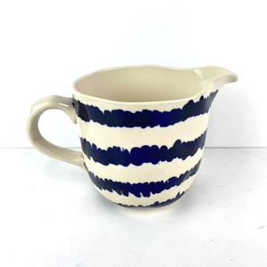 Ceramic Pitcher Graphic Blue Horizontal Strips 30 oz